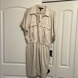 WHBM  Cream Button-Up Shirt Dress